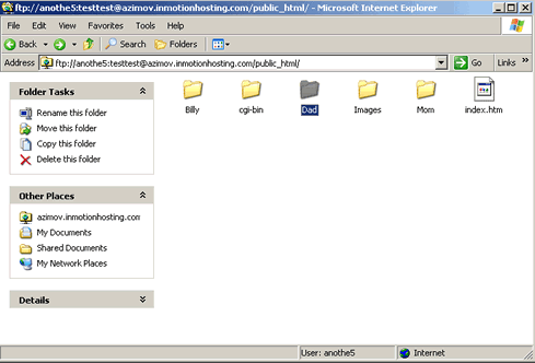 Double click a folder icon to navigate to that direcotry