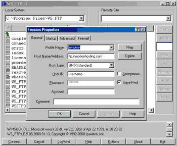 WS_FTP Session Properties